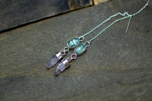 Load image into Gallery viewer, Mint Kyanite and Amethyst Threader Earrings - B