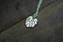 Load image into Gallery viewer, Monstera Leaf Pendant with Turquoise Inlay