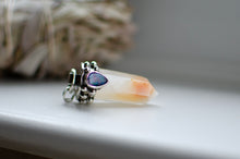 Load image into Gallery viewer, Australian Opal and Amphibole Quartz Crystal Pendant