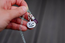 Load image into Gallery viewer, Pumpkin Spooky Necklace with Mini Amethyst Talisman