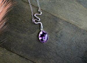 Trapiche Amethyst Necklace Talisman with Snake Design - B