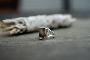 Dendritic Agate Ring in Sterling Silver - Size 8.5