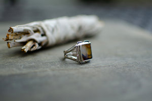 Dendritic Agate Ring in Sterling Silver - Size 8.5