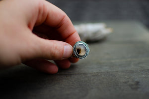 Dendritic Agate Ring in Sterling Silver - Size 8