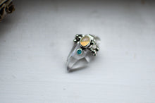Load image into Gallery viewer, Clear Quartz Pendant with Opal and Turquoise Inlay.
