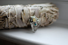 Load image into Gallery viewer, Clear Quartz Pendant with Opal and Turquoise Inlay.