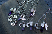 Load image into Gallery viewer, Brandberg Amethyst Spooky Hand Charm Necklace