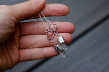 Load image into Gallery viewer, Strawberry Quartz and Clear Quartz Threader Earrings