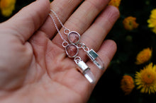 Load image into Gallery viewer, Strawberry Quartz and Clear Quartz Threader Earrings
