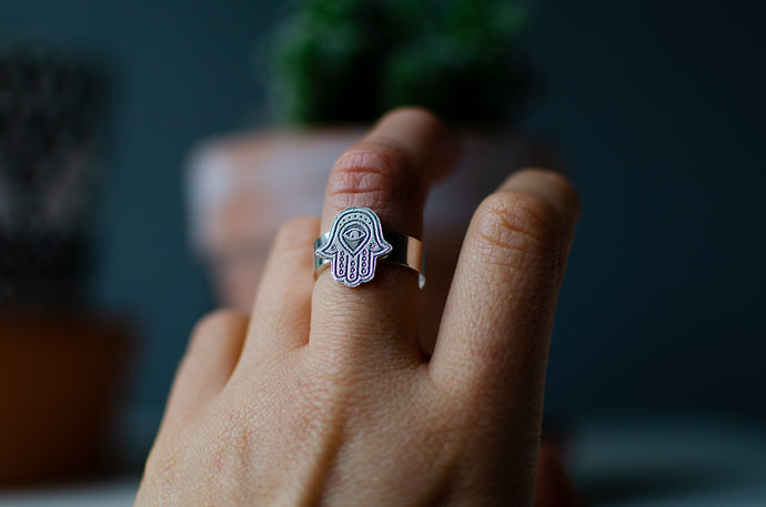 Sterling Silver Hamsa Ring - Size 7