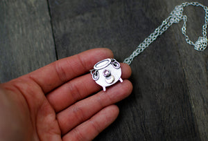 Witchy Cauldron Pendant with Swarovski Crystal - schilverjewelry