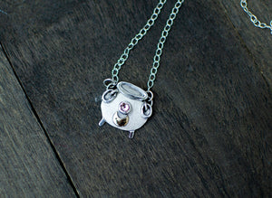 Witchy Cauldron Pendant with Swarovski Crystal - schilverjewelry